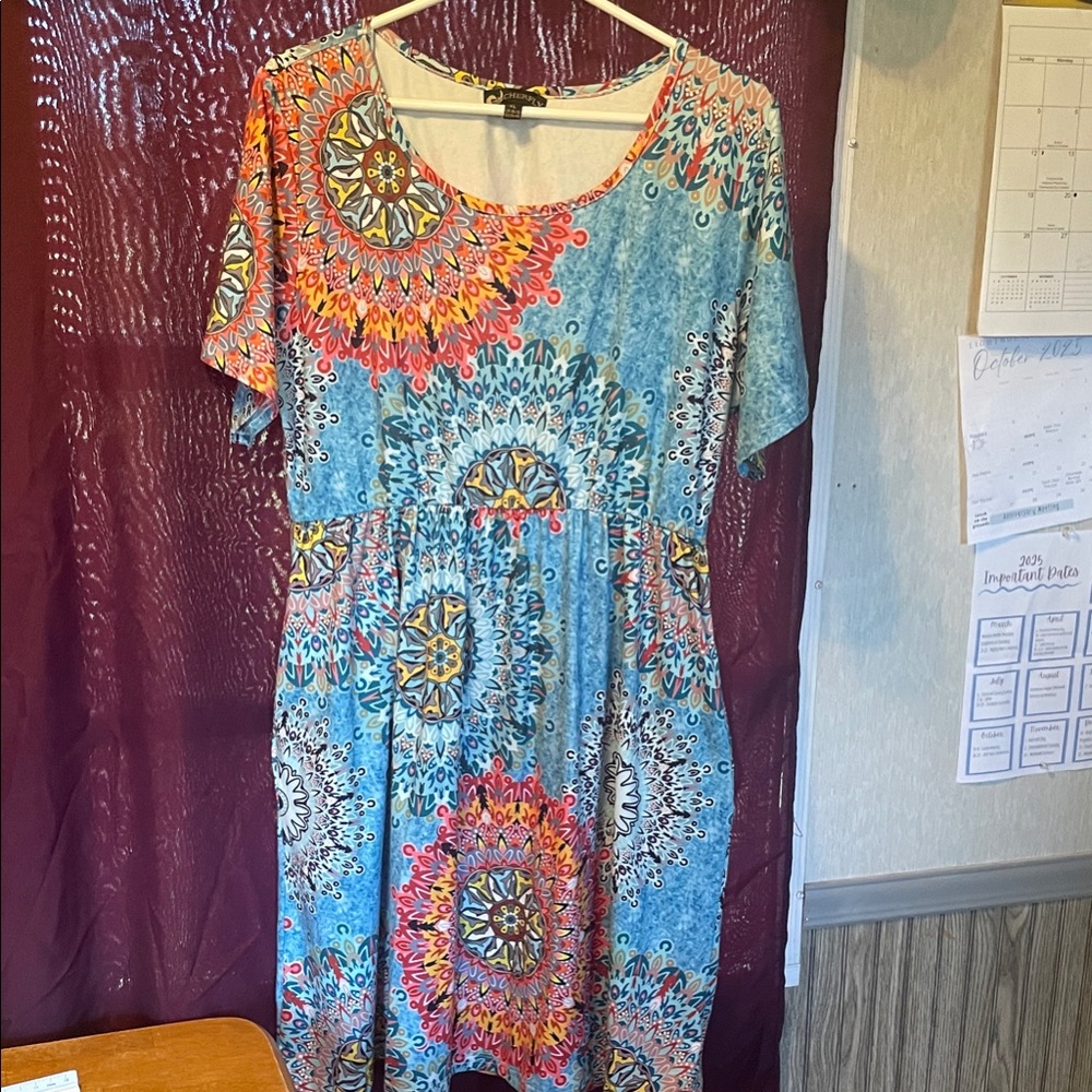 Vibrant Patterned Midi Dress